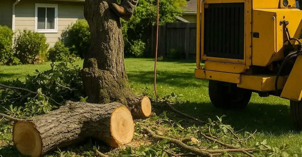 Tree being removed by SkyView crew in Ross, CA